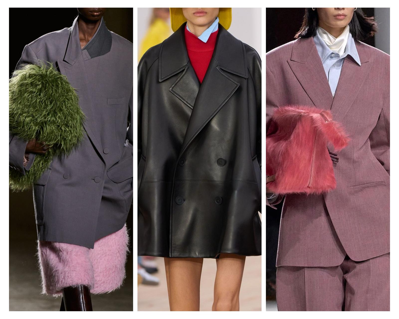 From left to right Prada Fall/Winter 2023 Loewe Spring 2026 Bottega Veneta Summer 2026
