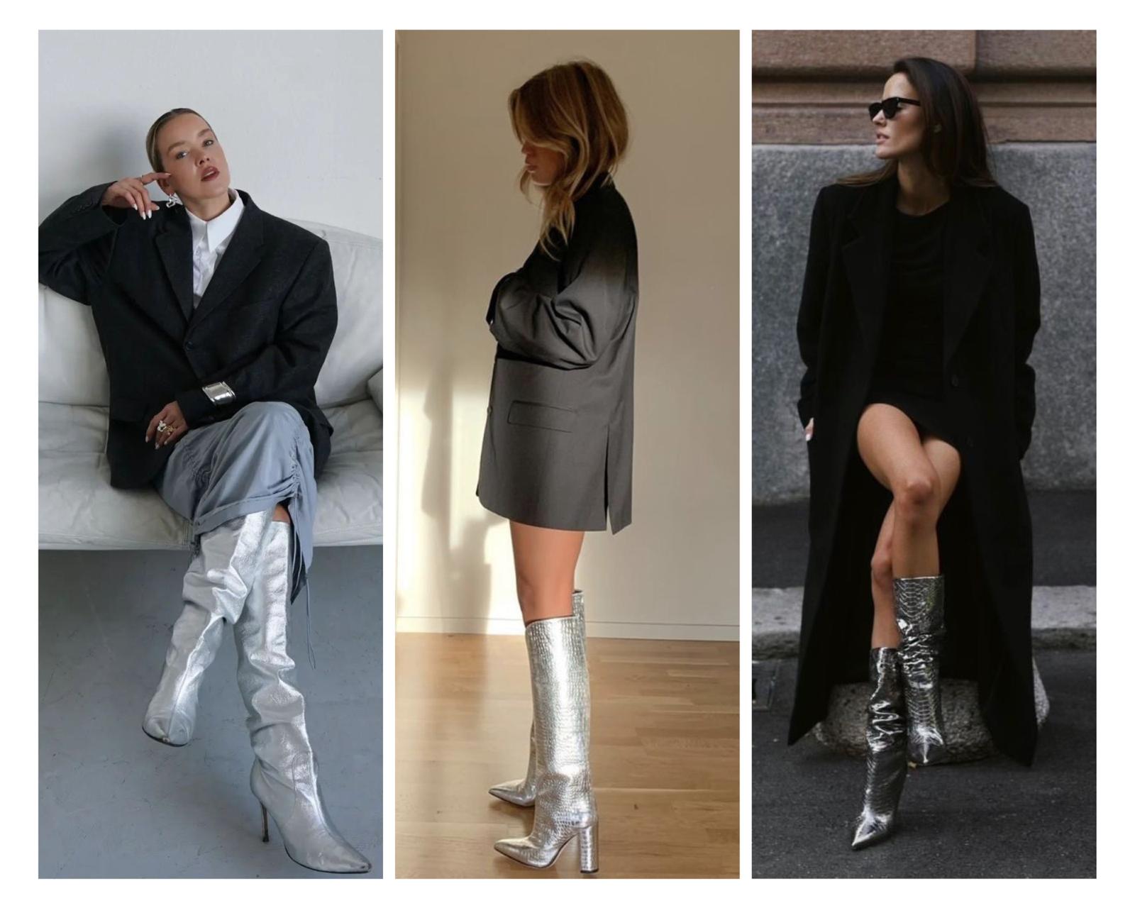 Futuristic metallic footwear editorial