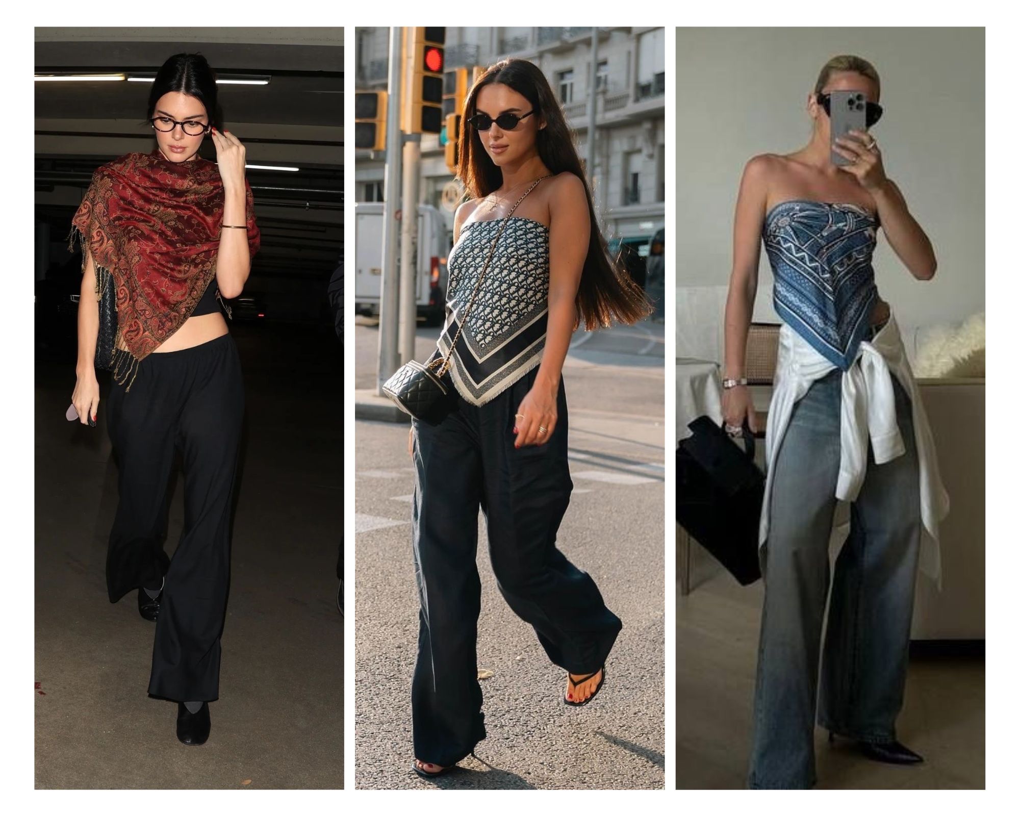 Silk scarfs styled as a structural halter top, showcasing a unique sense of draping and fluid textures for an effortless chic aesthetic in 2026